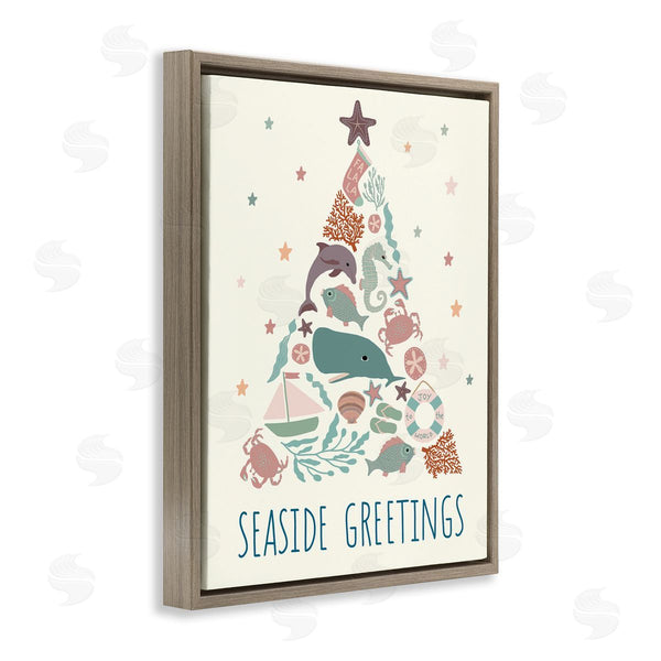 Stupell Industries Darlene Seale | Seaside Greetings Aquatic Animals Botanicals Christmas Tree Wall Art