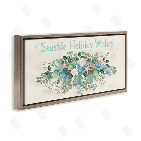 Stupell Industries Darlene Seale | Seaside Holiday Wishes Beach Coral Seashells Arrangement Wall Art