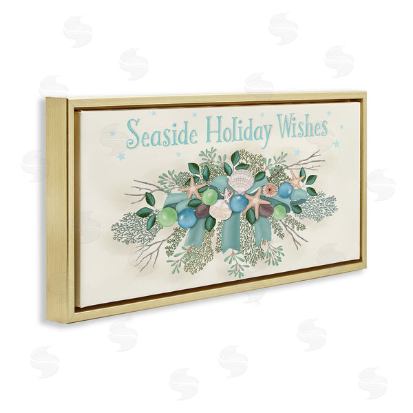 Stupell Industries Darlene Seale | Seaside Holiday Wishes Beach Coral Seashells Arrangement Wall Art