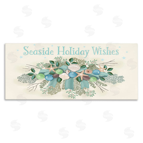 stupell industries Darlene Seale | Seaside Holiday Wishes Beach Coral Seashells Arrangement Wall Art