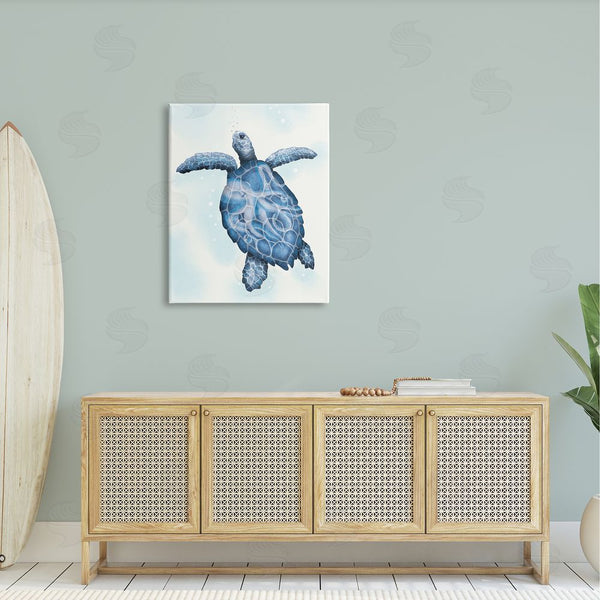 Stupell Industries Darlene Seale | Swimming Blue Sea Turtle Patterned Tentacles Shell Wall Art