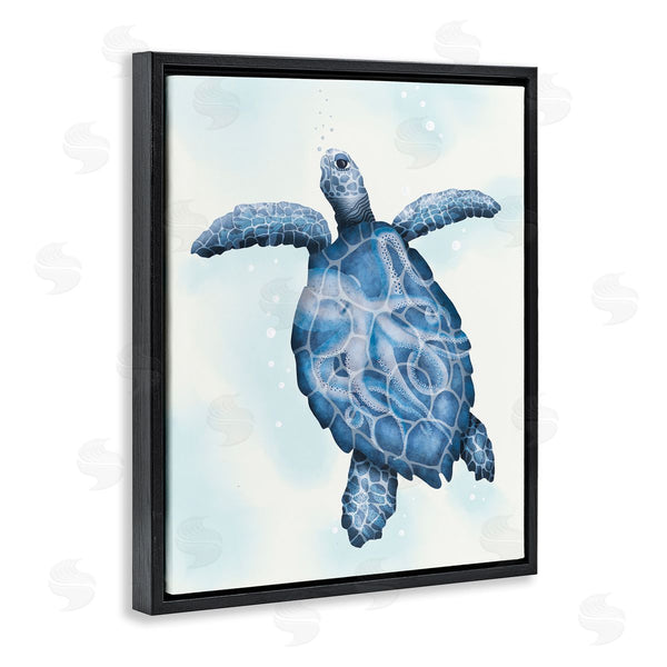 Stupell Industries Darlene Seale | Swimming Blue Sea Turtle Patterned Tentacles Shell Wall Art