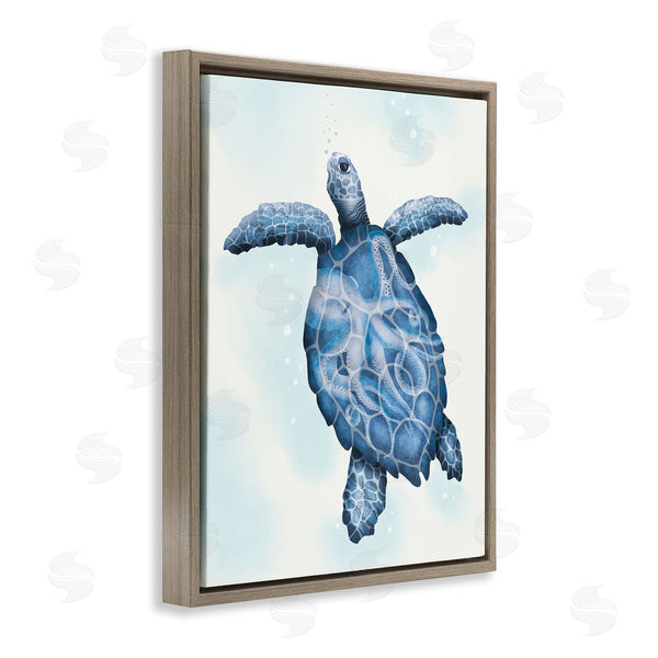 Stupell Industries Darlene Seale | Swimming Blue Sea Turtle Patterned Tentacles Shell Wall Art