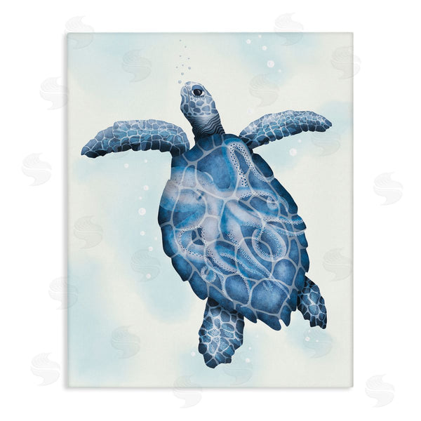 stupell industries Darlene Seale | Swimming Blue Sea Turtle Patterned Tentacles Shell Wall Art