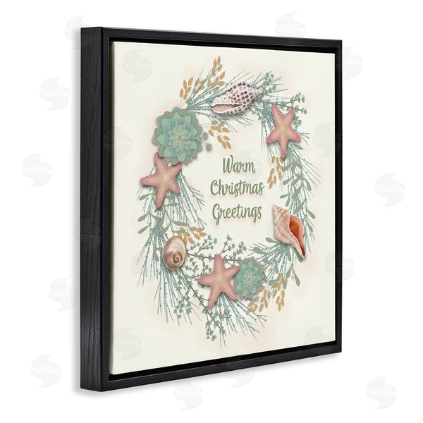 Stupell Industries Darlene Seale | Warm Christmas Greetings Beach Shells Themed Wreath Wall Art
