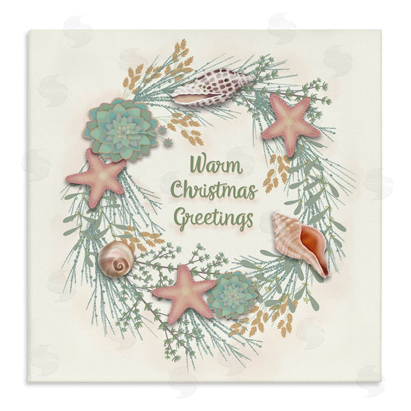 stupell industries Darlene Seale | Warm Christmas Greetings Beach Shells Themed Wreath Wall Art