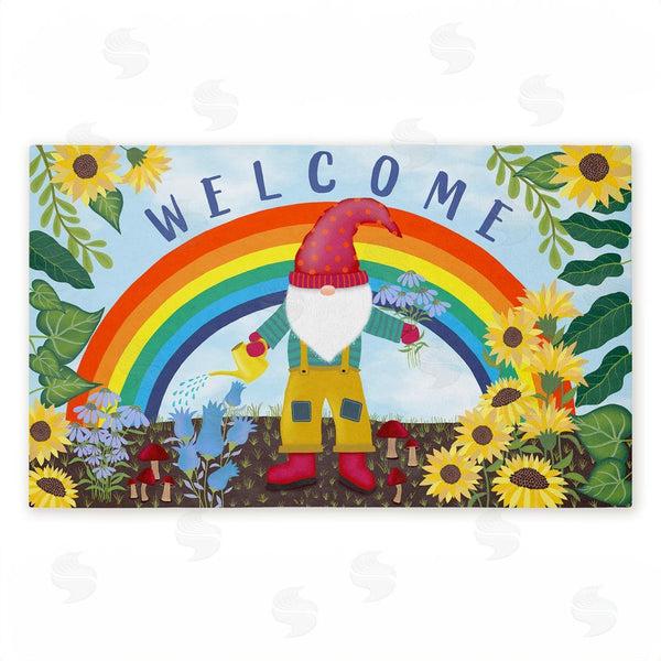 stupell industries Darlene Seale | Welcome Rainbow Gnome Non-Woven Door Mat