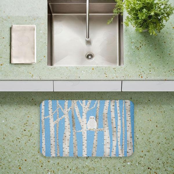 Stupell Industries Darlene Seale | Winter Birches & Owl Anti-Fatigue Mat