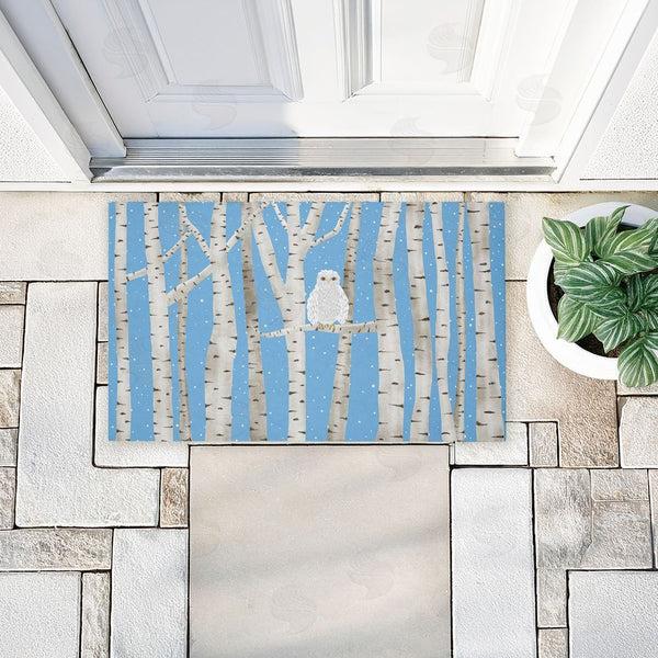 Stupell Industries Darlene Seale | Winter Birches & Owl Non-Woven Door Mat