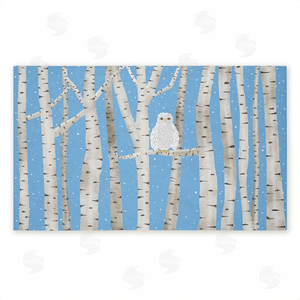 stupell industries Darlene Seale | Winter Birches & Owl Non-Woven Door Mat