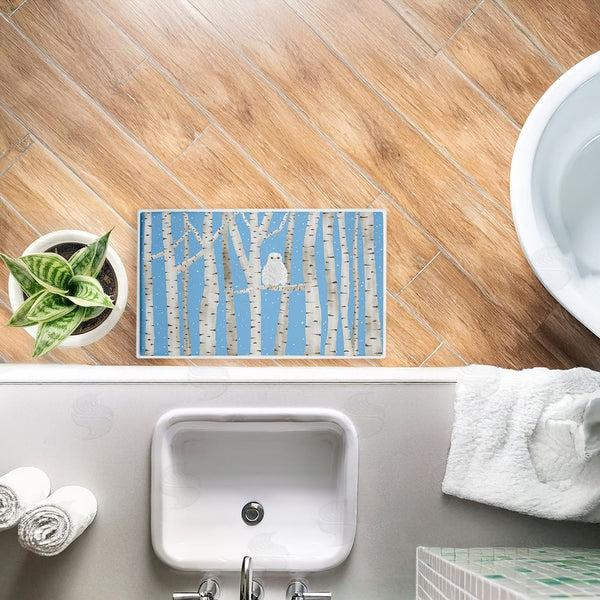 Stupell Industries Darlene Seale | Winter Birches & Owl Plush Bath Mat