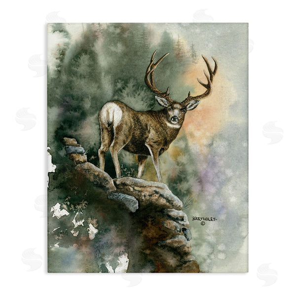 stupell industries Dave Bartholet | Deer Rocky Woodland Cliff Wall Art