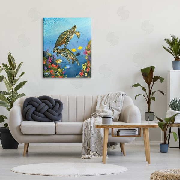 Stupell Industries Dave Bartholet | Sea Turtles Swimming Underwater Reef Wall Art