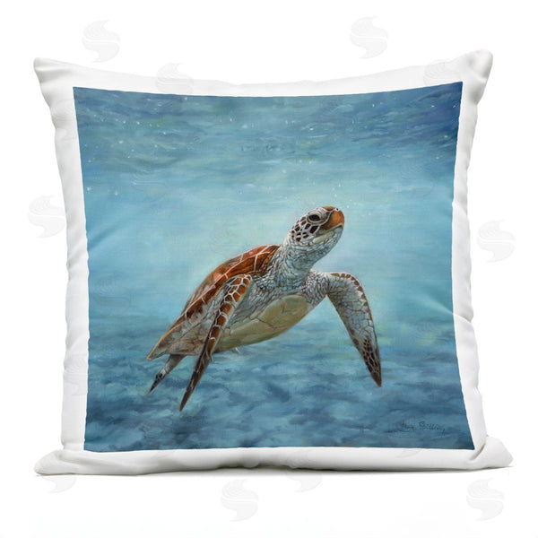 Stupell Industries Dave Stribbling | Underwater Turtle Deep Ocean Printed Throw Pillow