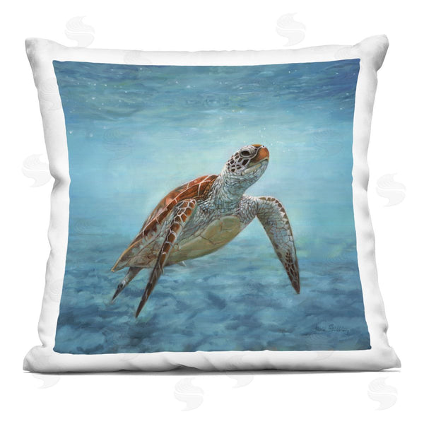 stupell industries Dave Stribbling | Underwater Turtle Deep Ocean Printed Throw Pillow