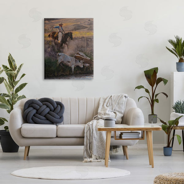 Stupell Industries David Graham | Cowboy Rounding Up Cattle Lasso Wall Art
