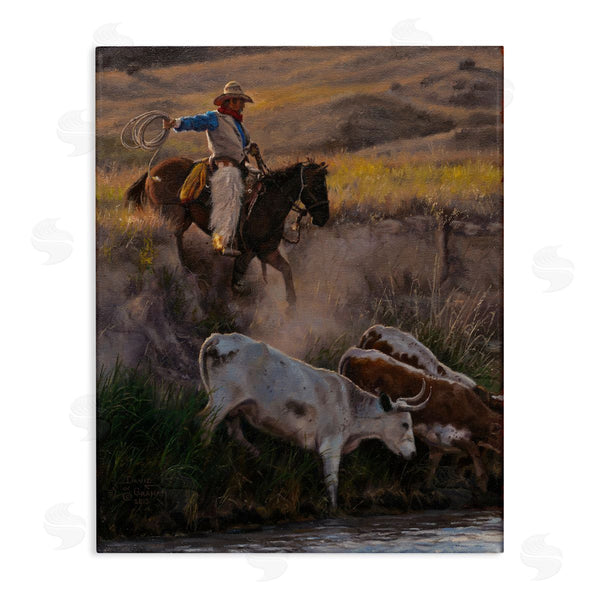 stupell industries David Graham | Cowboy Rounding Up Cattle Lasso Wall Art