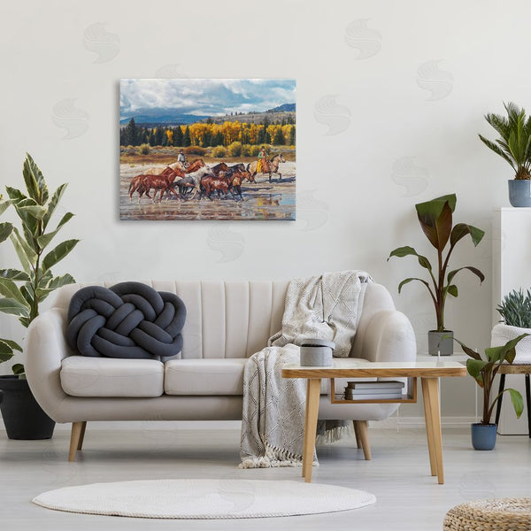 Stupell Industries David Graham | Cowboys Galloping River Landscape Wall Art