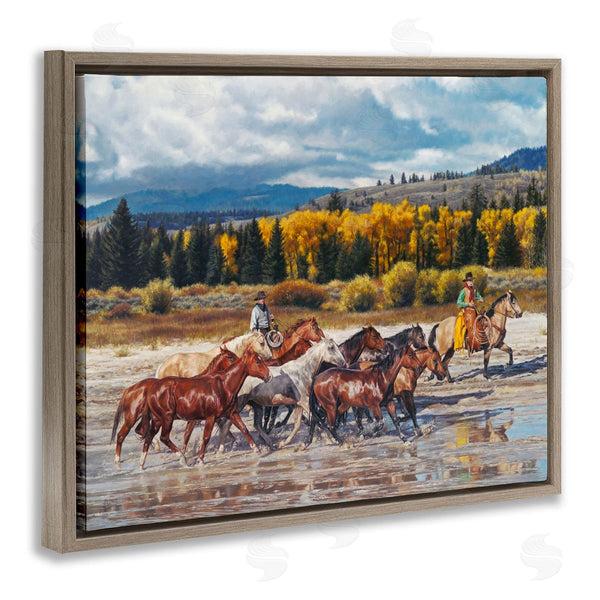 Stupell Industries David Graham | Cowboys Galloping River Landscape Wall Art