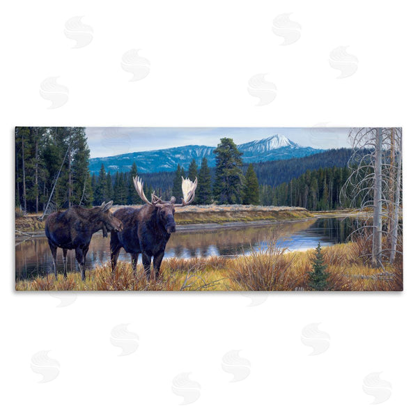 stupell industries David Graham | Moose in River Mountain Scene Wall Art