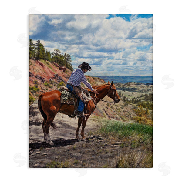 stupell industries David Kiehm | Cowboy in Ocean Landscape Wall Art