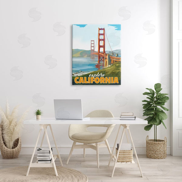 Stupell Industries David Owens Illustration | Explore California Water Bridge Distant Meadows Scenery Wall Art