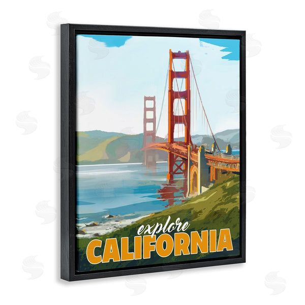 Stupell Industries David Owens Illustration | Explore California Water Bridge Distant Meadows Scenery Wall Art