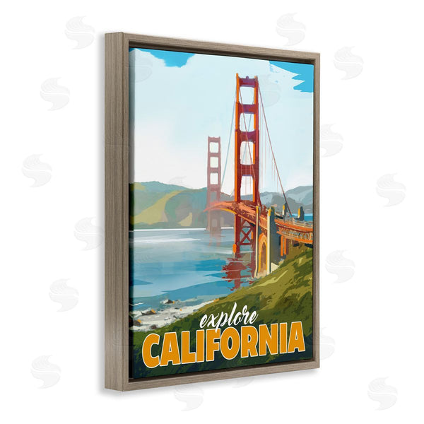 Stupell Industries David Owens Illustration | Explore California Water Bridge Distant Meadows Scenery Wall Art