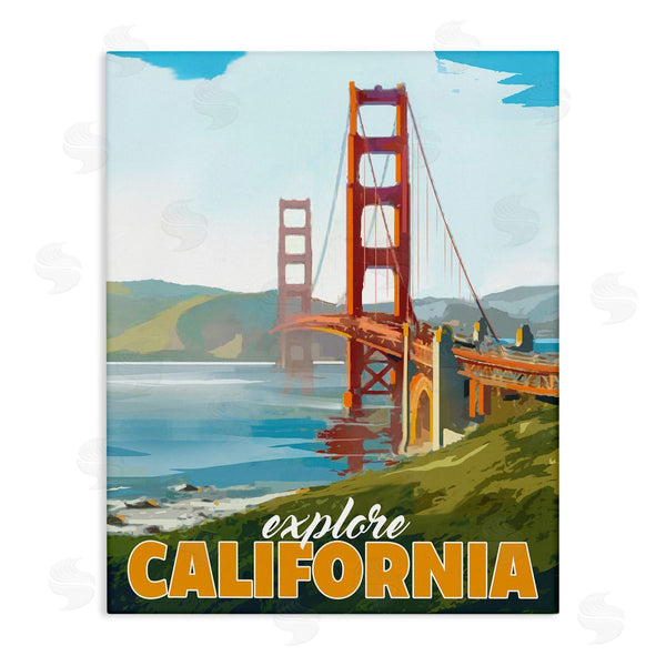 stupell industries David Owens Illustration | Explore California Water Bridge Distant Meadows Scenery Wall Art