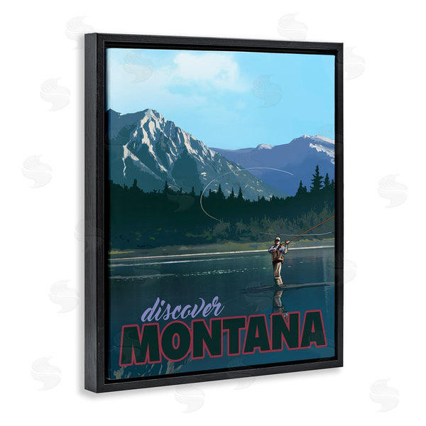 Stupell Industries David Owens Illustration | Montana Travel Fly Fishing Lake Mountains Landscape Wall Art