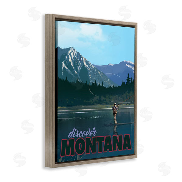 Stupell Industries David Owens Illustration | Montana Travel Fly Fishing Lake Mountains Landscape Wall Art