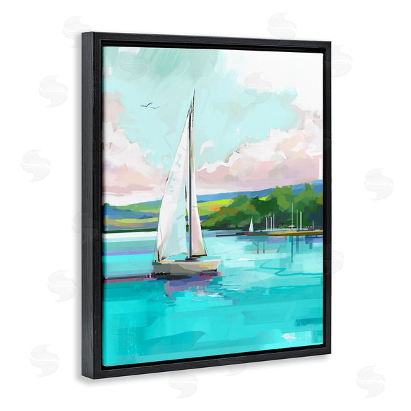 Stupell Industries David Owens Illustration | Sailboat In Coastal Marina