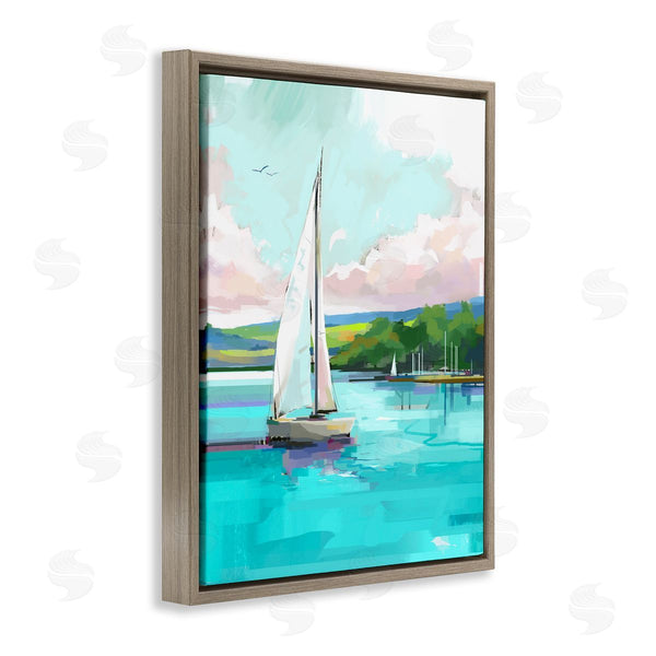 Stupell Industries David Owens Illustration | Sailboat In Coastal Marina