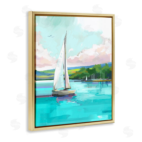 Stupell Industries David Owens Illustration | Sailboat In Coastal Marina