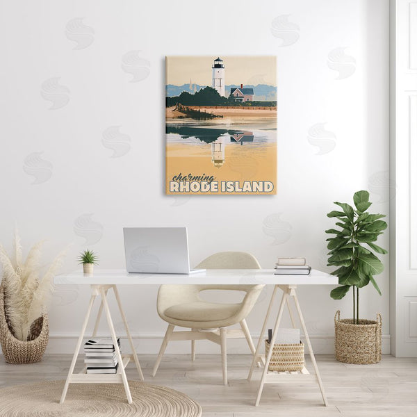 Stupell Industries David Owens Illustration | Travel Charming Rhode Island Seaside Lighthouse Beacon Wall Art
