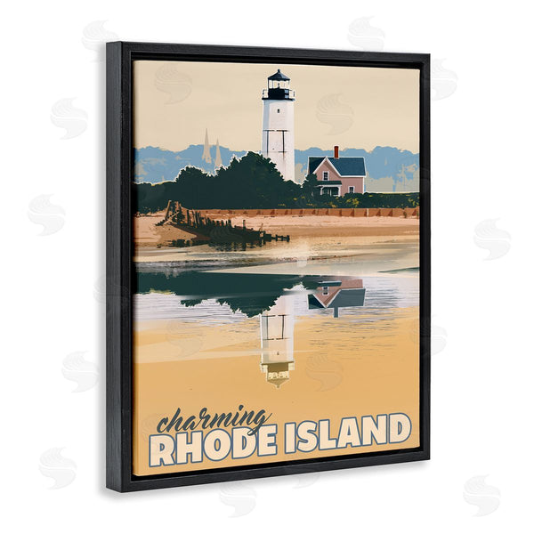 Stupell Industries David Owens Illustration | Travel Charming Rhode Island Seaside Lighthouse Beacon Wall Art