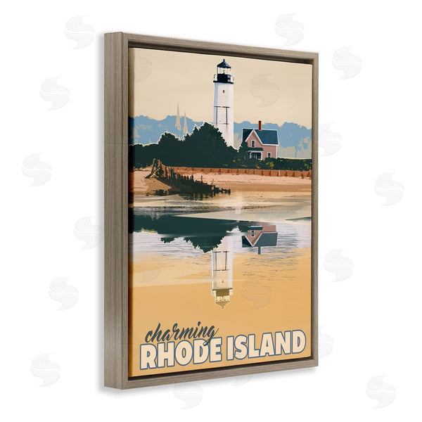 Stupell Industries David Owens Illustration | Travel Charming Rhode Island Seaside Lighthouse Beacon Wall Art