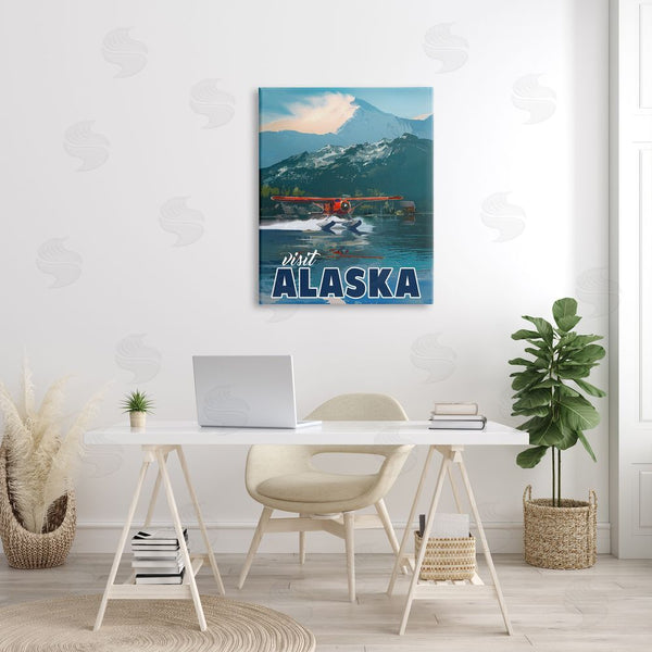 Stupell Industries David Owens Illustration | Visit Alaska Seaplane Landing Snowy Mountain Scenery Wall Art