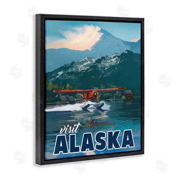Stupell Industries David Owens Illustration | Visit Alaska Seaplane Landing Snowy Mountain Scenery Wall Art