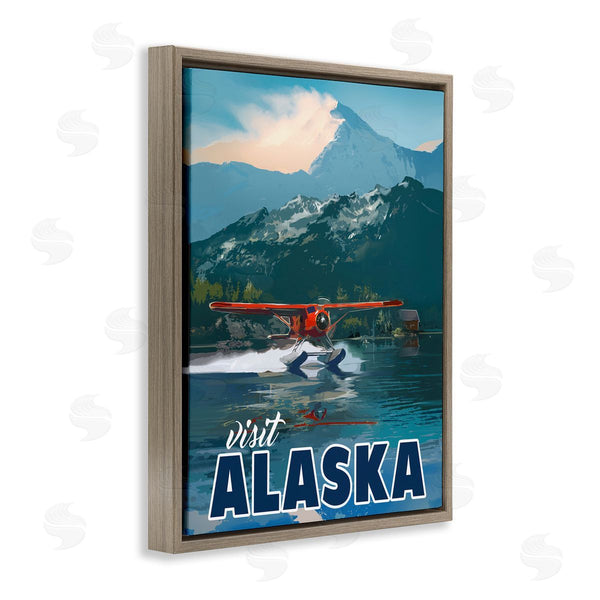 Stupell Industries David Owens Illustration | Visit Alaska Seaplane Landing Snowy Mountain Scenery Wall Art