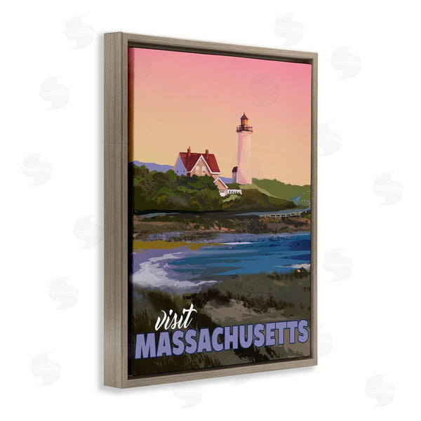 Stupell Industries David Owens Illustration | Visit Massachusetts Pink Sunset Sky Ocean Inlet Wall Art