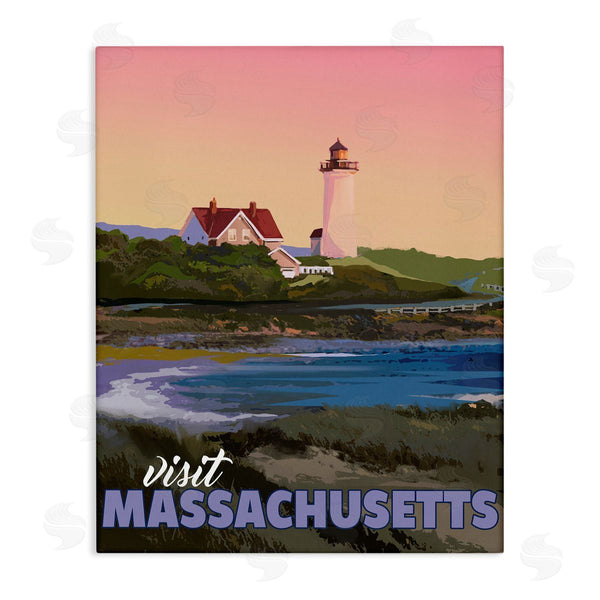 stupell industries David Owens Illustration | Visit Massachusetts Pink Sunset Sky Ocean Inlet Wall Art