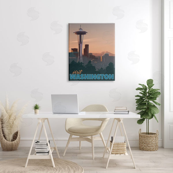 Stupell Industries David Owens Illustration | Visit Washington Urban Metropolis Space Needle Landmark Wall Art