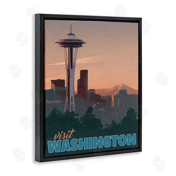 Stupell Industries David Owens Illustration | Visit Washington Urban Metropolis Space Needle Landmark Wall Art