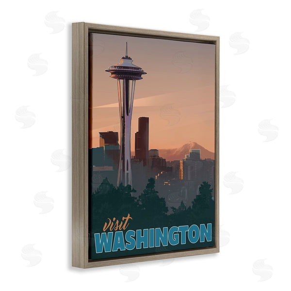 Stupell Industries David Owens Illustration | Visit Washington Urban Metropolis Space Needle Landmark Wall Art