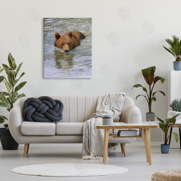 Stupell Industries David Stribbling | Brown Bear Lake Water Splash Wall Art