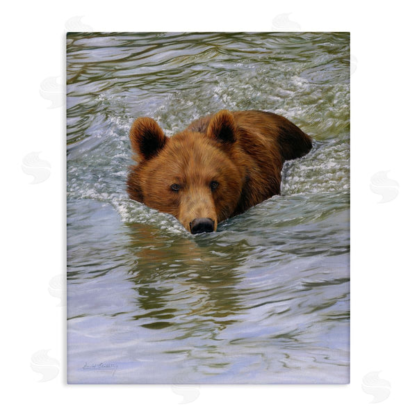 stupell industries David Stribbling | Brown Bear Lake Water Splash Wall Art