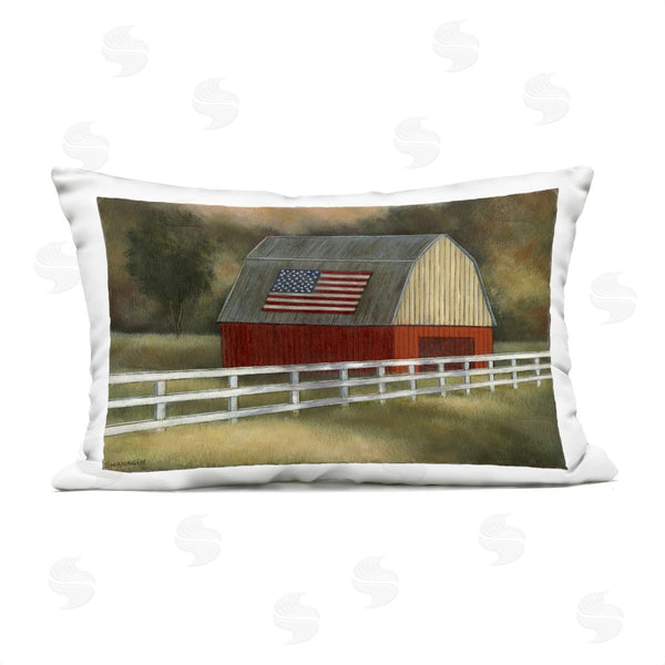 Stupell Industries David Swanagin | Tranquil Barn With American Flag Printed Throw Pillow