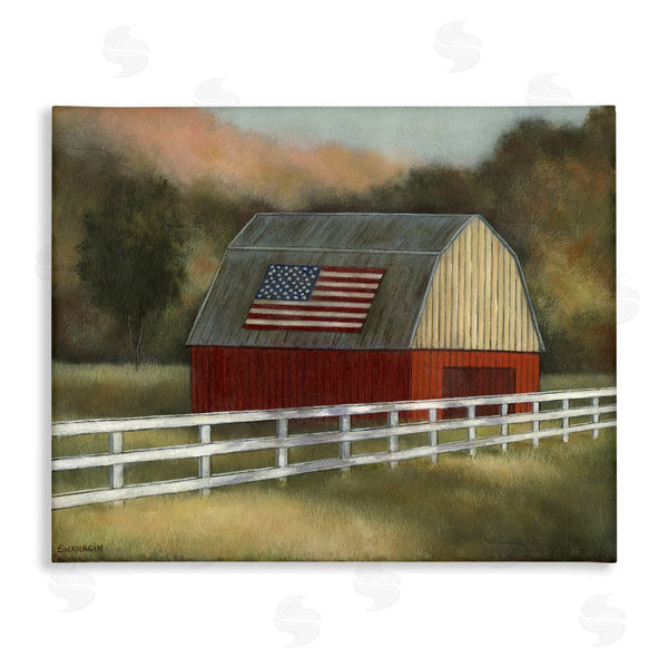 stupell industries David Swanagin | Tranquil Barn with American Flag