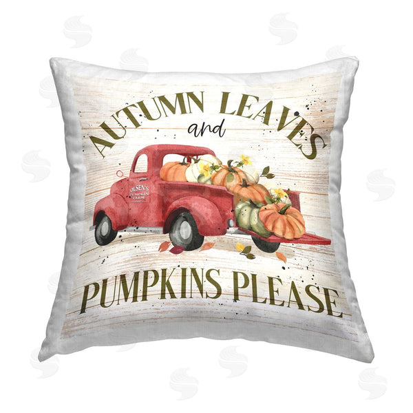 stupell industries Deane Beesley | Autumn Leaves Phrase Printed Throw Pillow